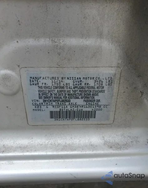 2015 Nissan Versa S from USA, damaged, VIN 3N1CN7AP2FL882533